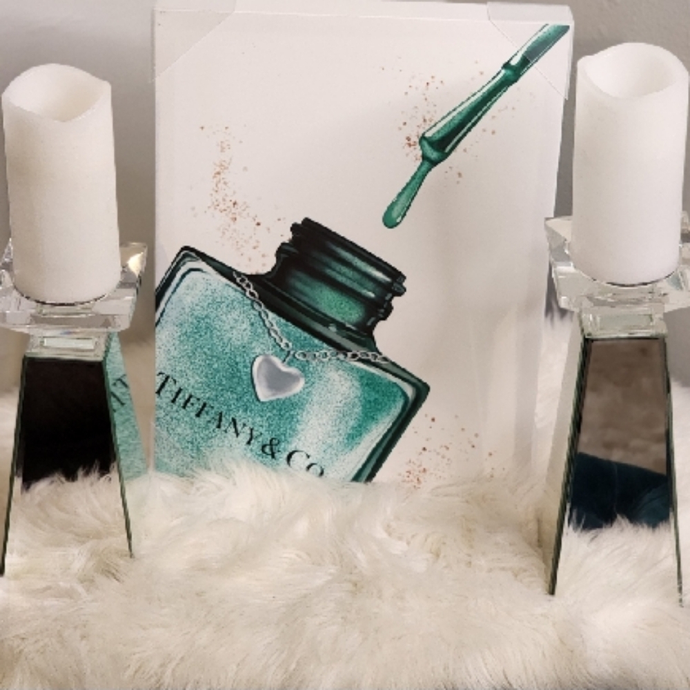Tiffany & Co. Dark Teal Blue and White Accents Canvas